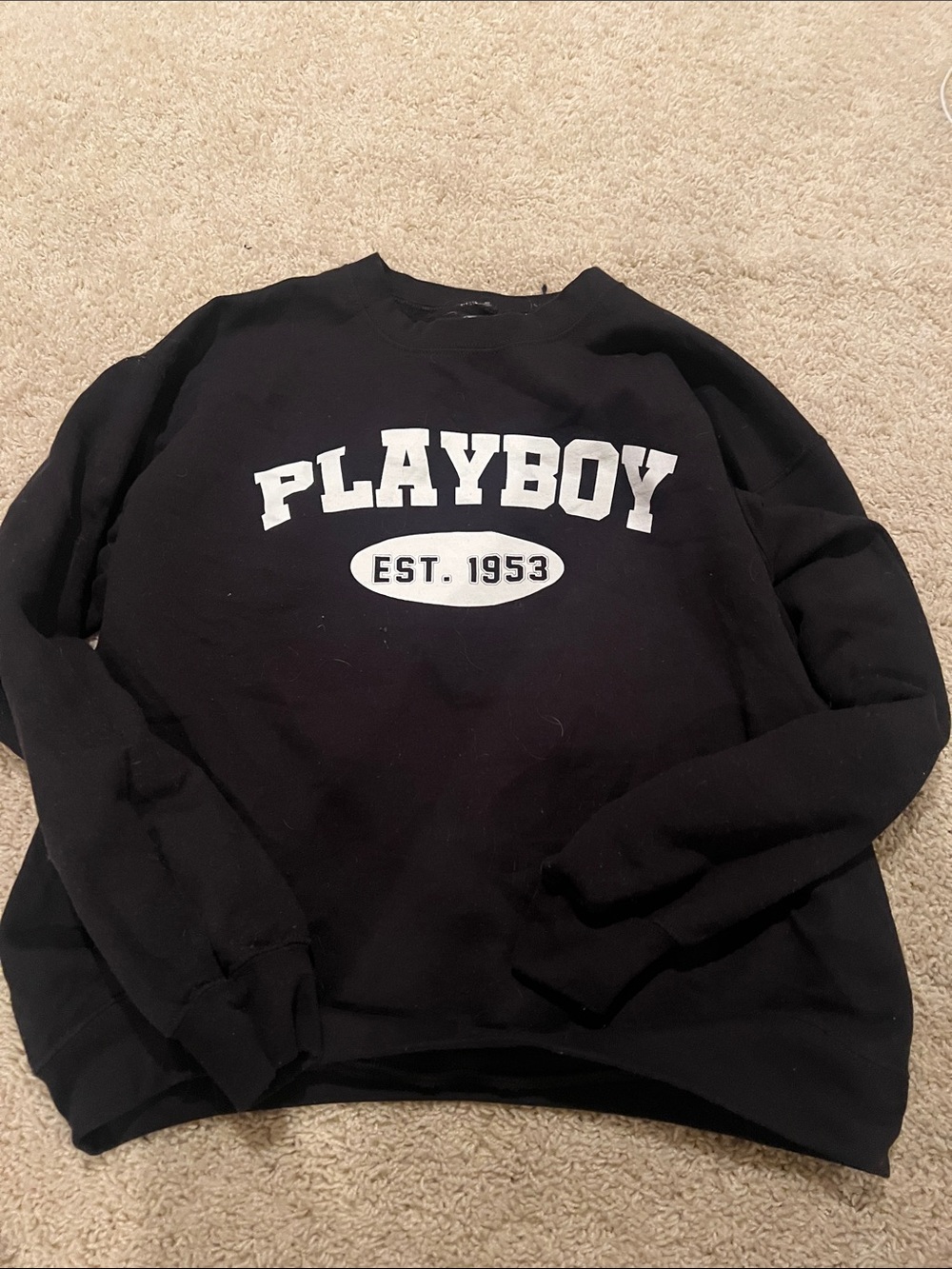 PLAYBOY Black Crewneck Sweatshirt with White Logo